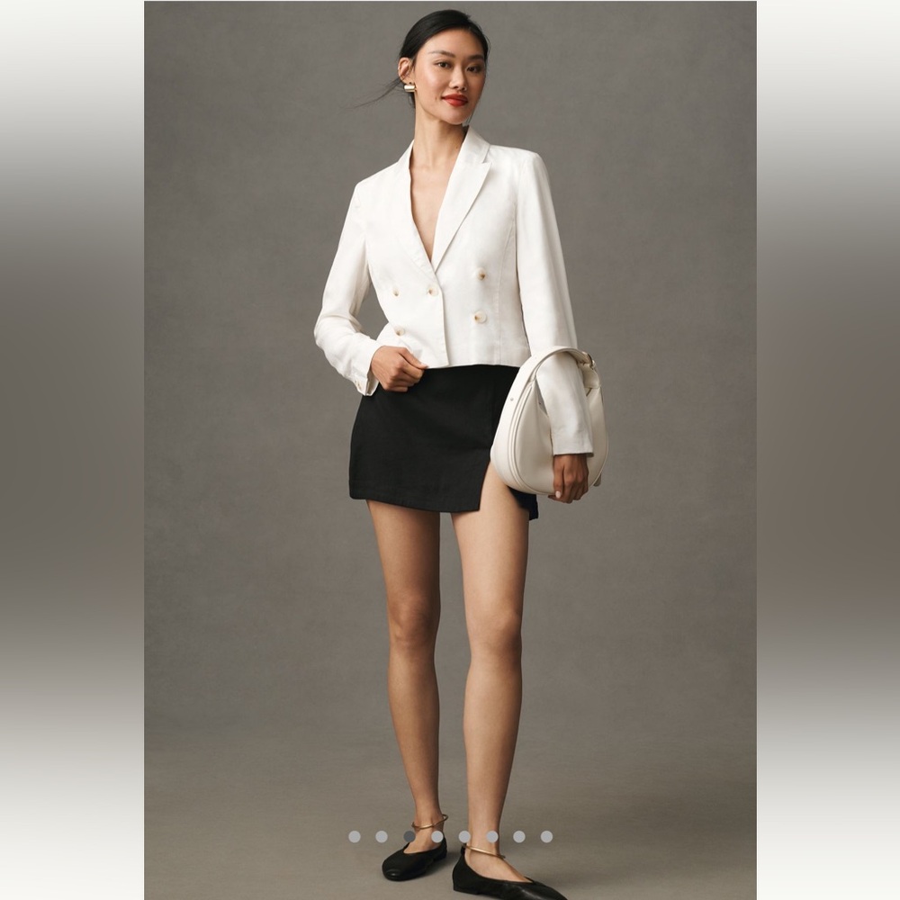 Anthropologie White light Denim cropped blazer - Picture 2 of 8